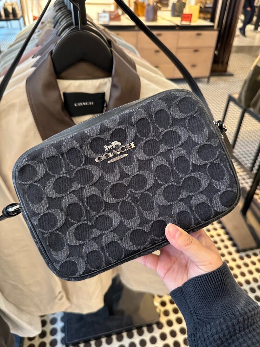 NWT! Coach CDE89 Jamie Camera Bag In Signature Denim Crossbody Silver/Black